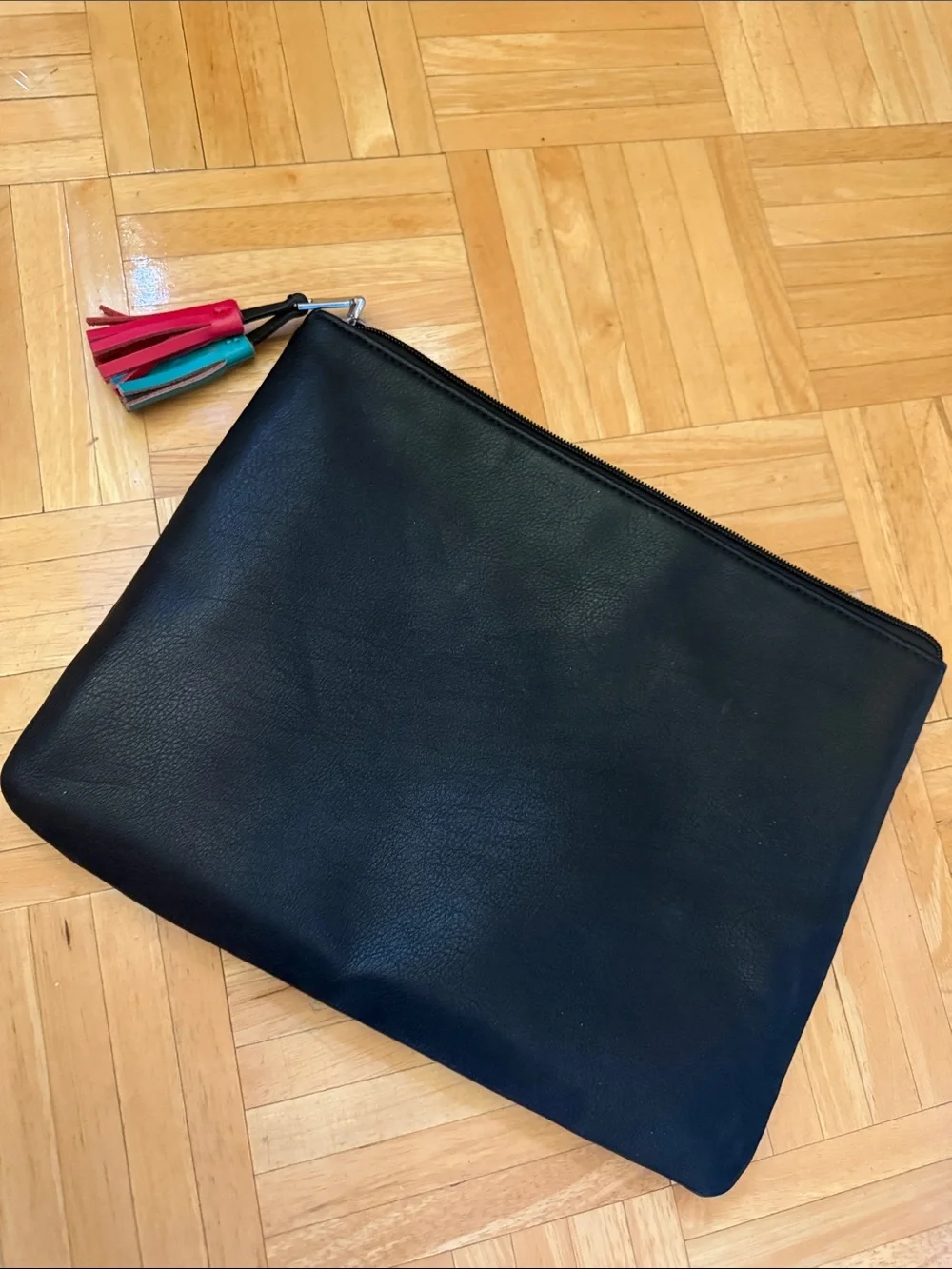 Zara Black Pouch with Colorful Patch Motifs